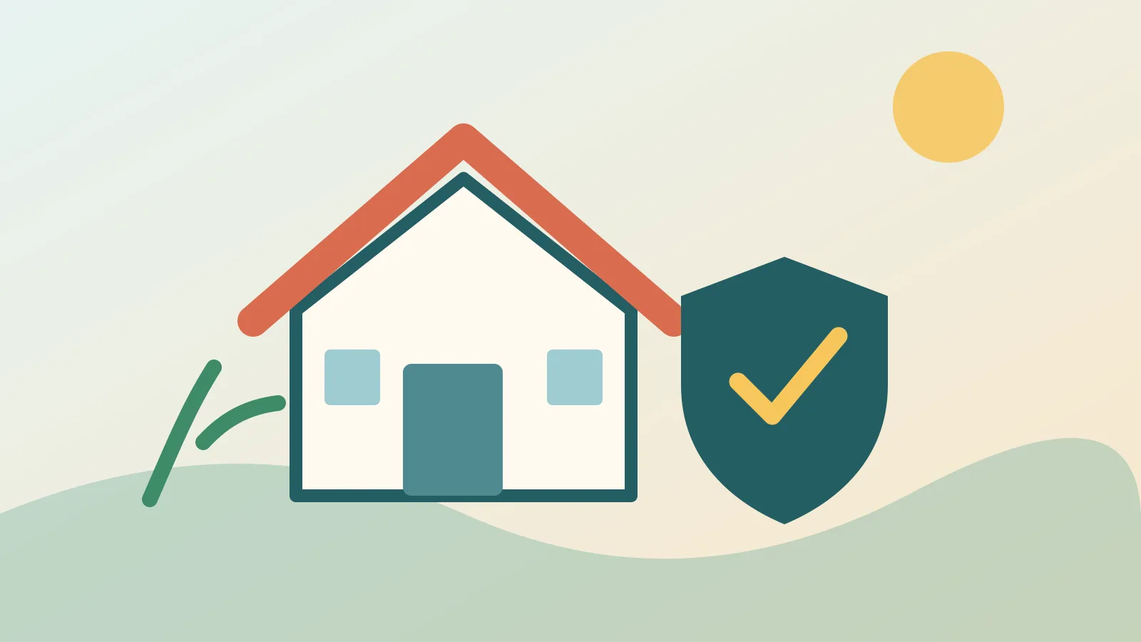 Ilustración editorial de una vivienda y protección para explicar la portabilidad de Homestead en Florida