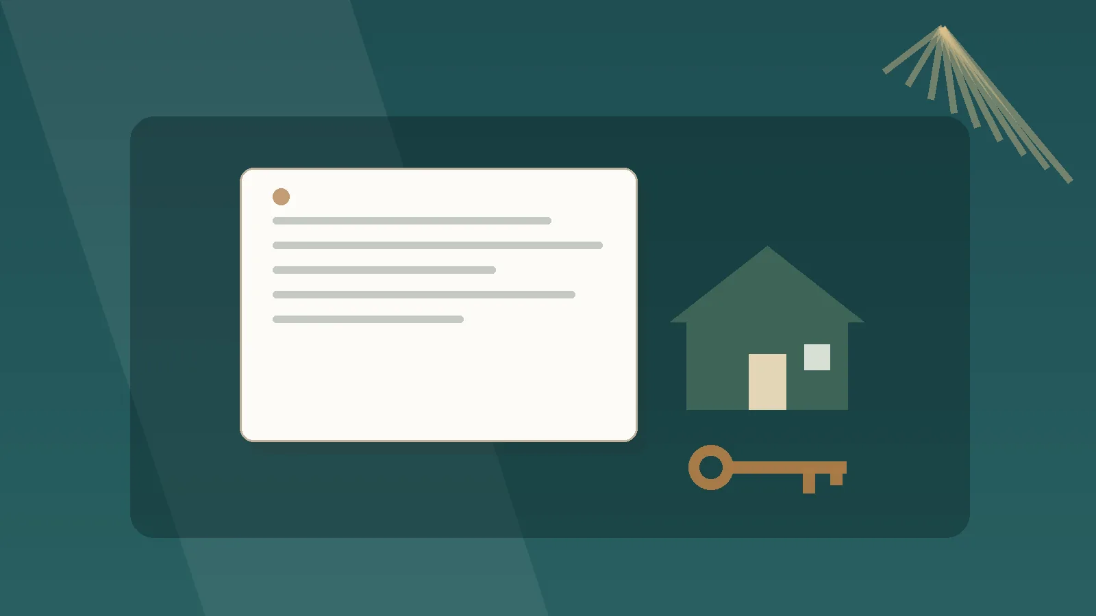 Ilustración editorial de documentos y una vivienda para preparar la venta con HOA en Florida